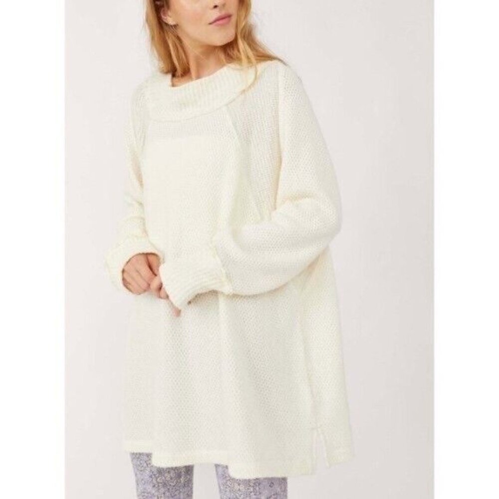 Free People Women's Size XS Frenchnilla Cream She Is A Keeper Mock Tunic Sweater